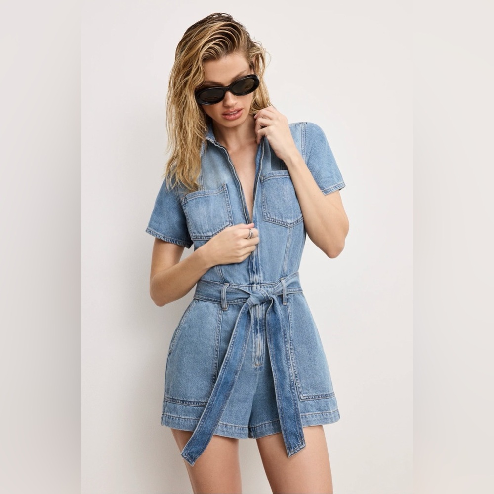 Good American | Fit For Success Denim Romper | Size 1